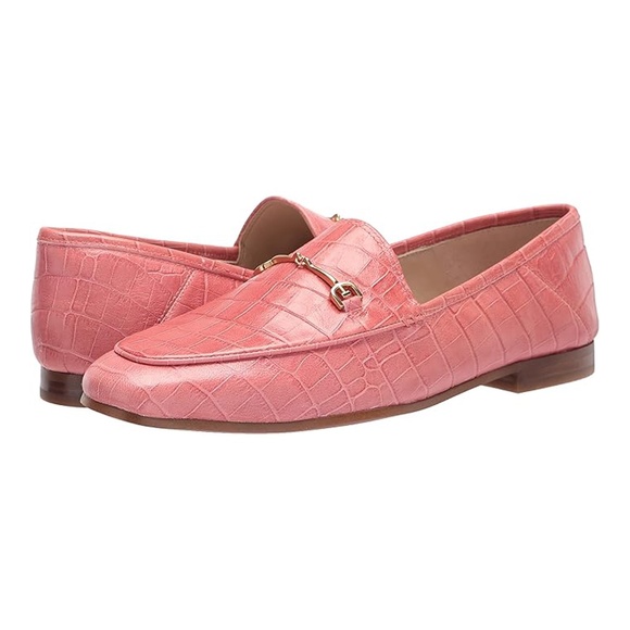 SAM EDELMAN Loraine Croc-Embossed Leather Loafers, Pink - Picture 1 of 8